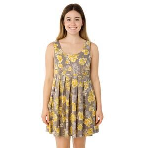 R&K Originals Women's Sleeveless Floral A-Line Dress - Size 6 Yellow & Tan